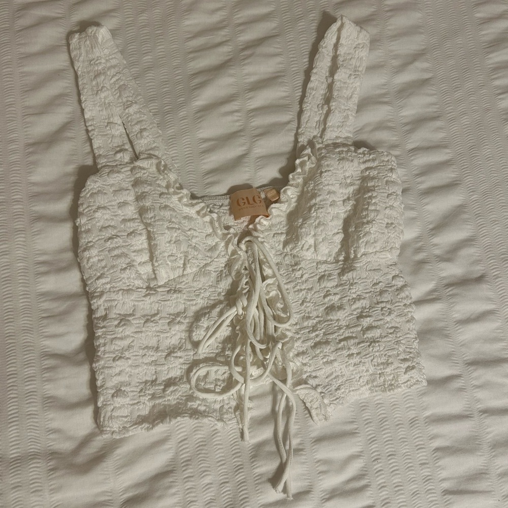 White Tie Front Top